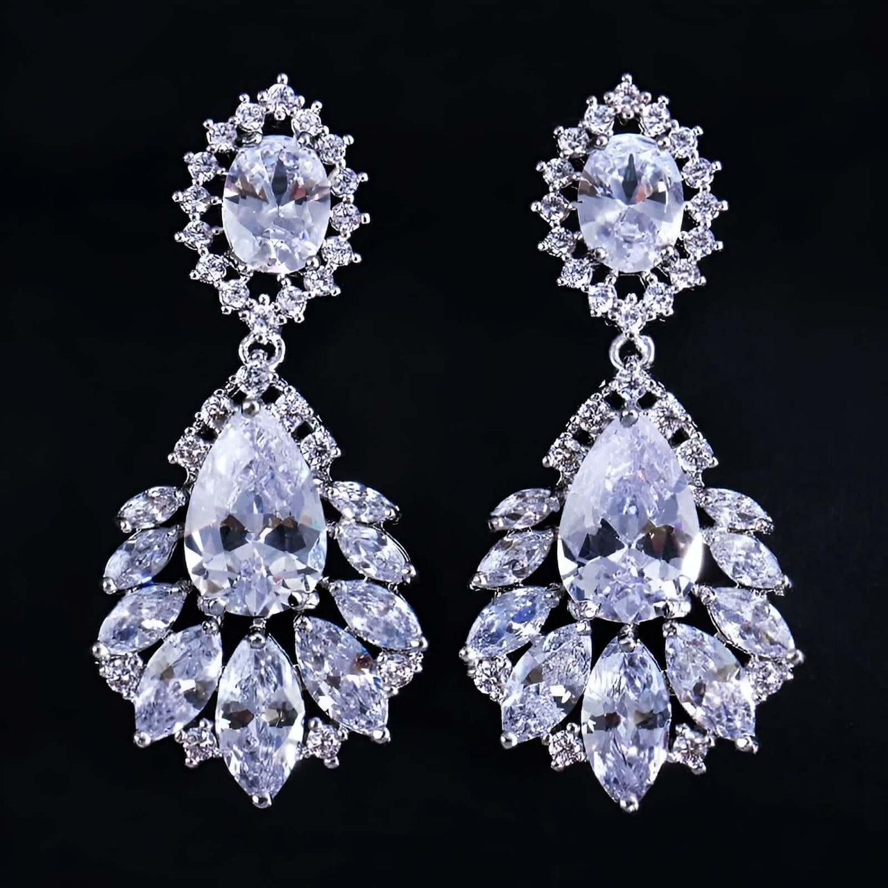 AAA+ CZ Elegant Chandelier Drop Earrings -, Earrings , Drestiny , Australia, Blue, Canada, Earrings, FR, Gender_Women, Green, New Zealand, Red, United Kingdom, United States, White , Drestiny , www.shopdrestiny.com