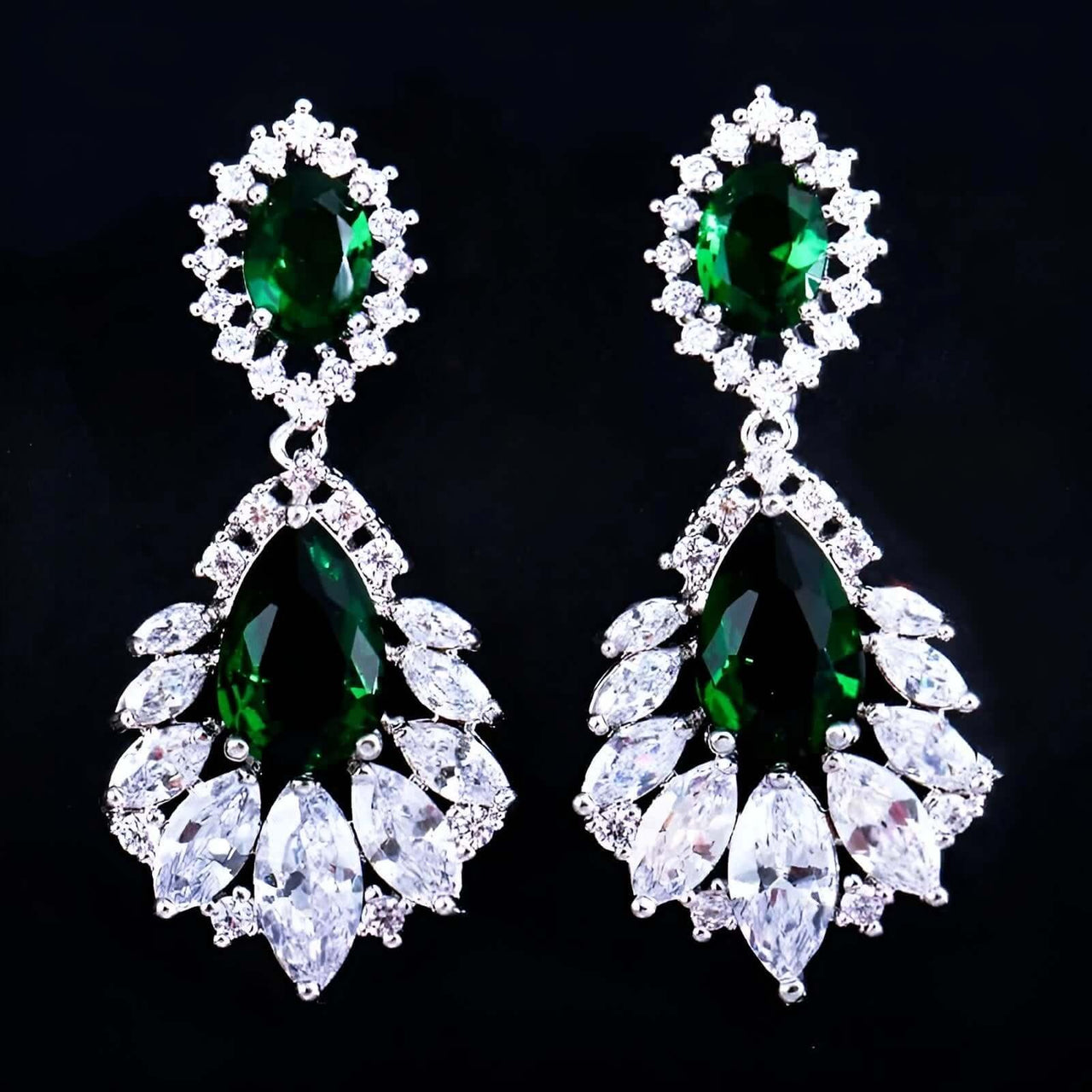 AAA+ CZ Elegant Chandelier Drop Earrings -, Earrings , Drestiny , Australia, Blue, Canada, Earrings, FR, Gender_Women, Green, New Zealand, Red, United Kingdom, United States, White , Drestiny , www.shopdrestiny.com