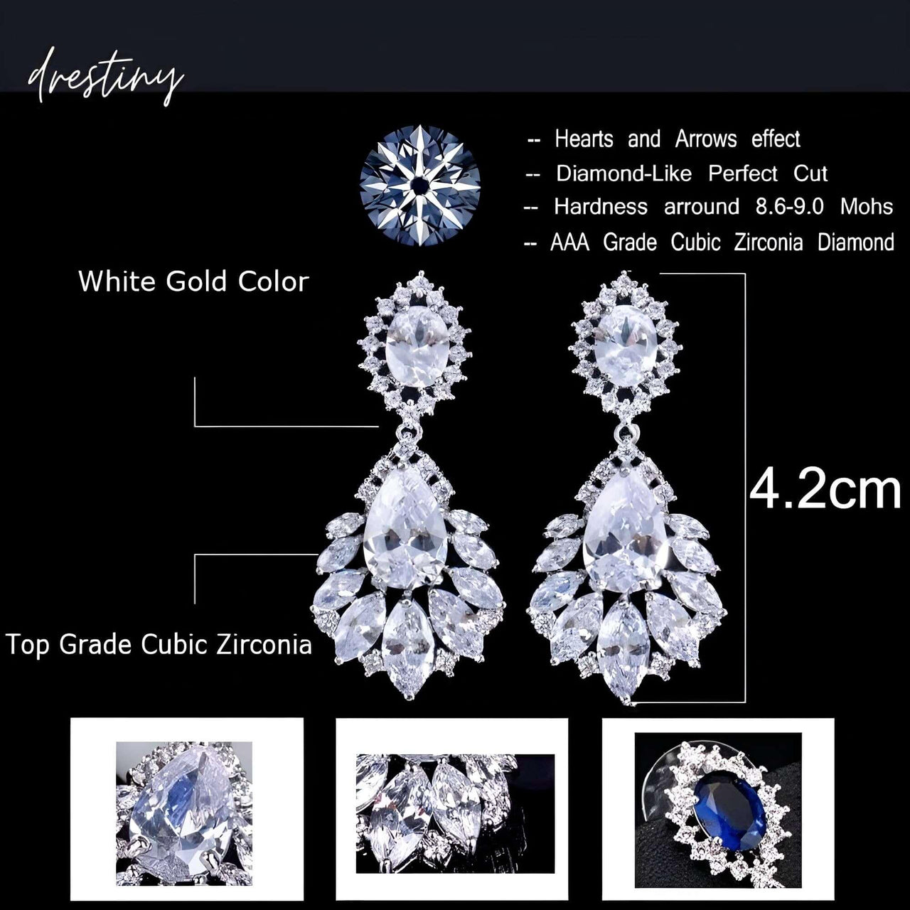 Elegant Chandelier AAA+ Drop Earrings -, Earrings , Drestiny , Australia, Blue, Canada, Earrings, FR, Gender_Women, Green, New Zealand, Red, United Kingdom, United States, White , Drestiny , www.shopdrestiny.com