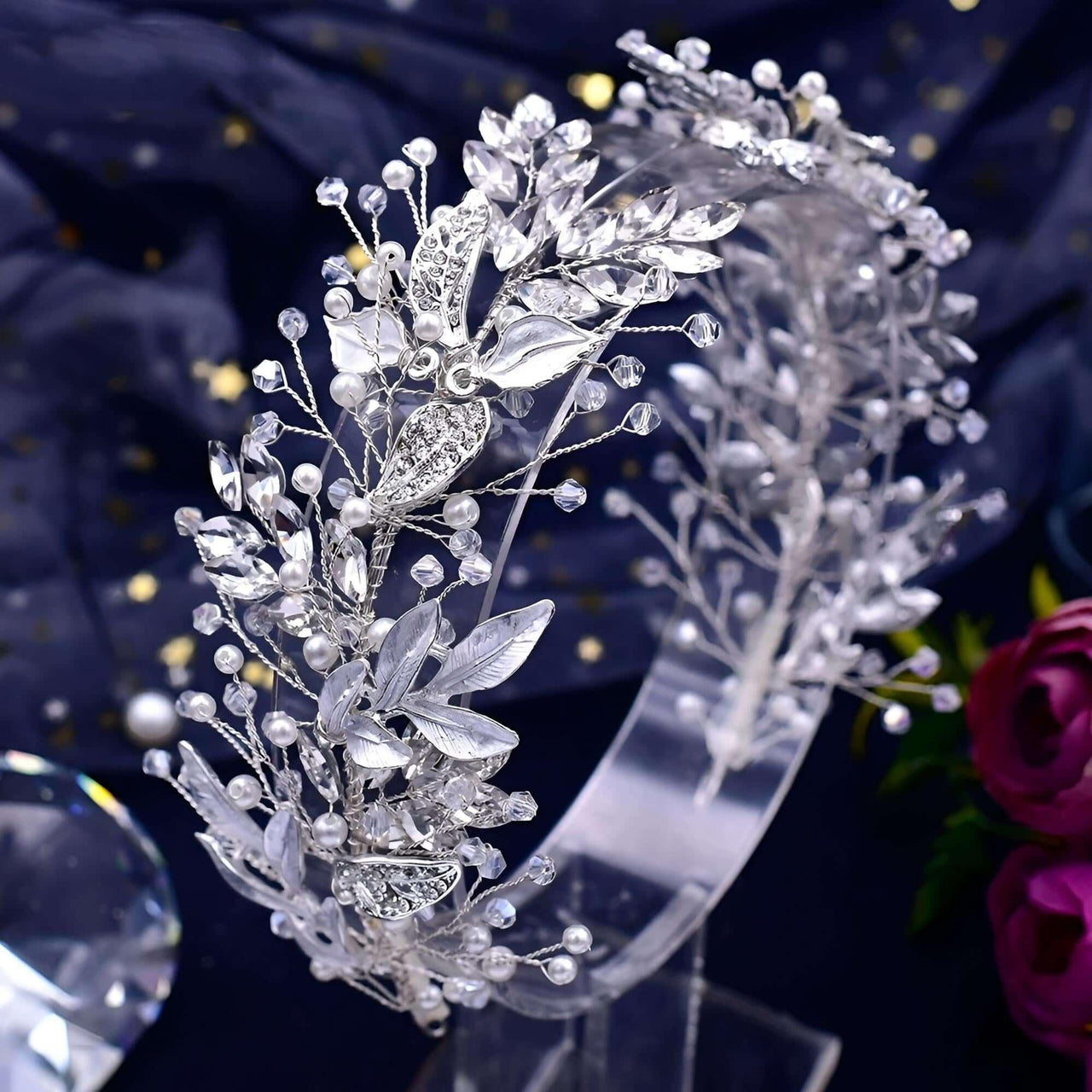 Elegant Crystal Floral Headdresses -, Hair Accessories , Drestiny , Australia, Canada, Gold, Hair Accessories, Hair Combs, Hairbands, New Zealand, Silver, United Kingdom, United States , Drestiny , www.shopdrestiny.com