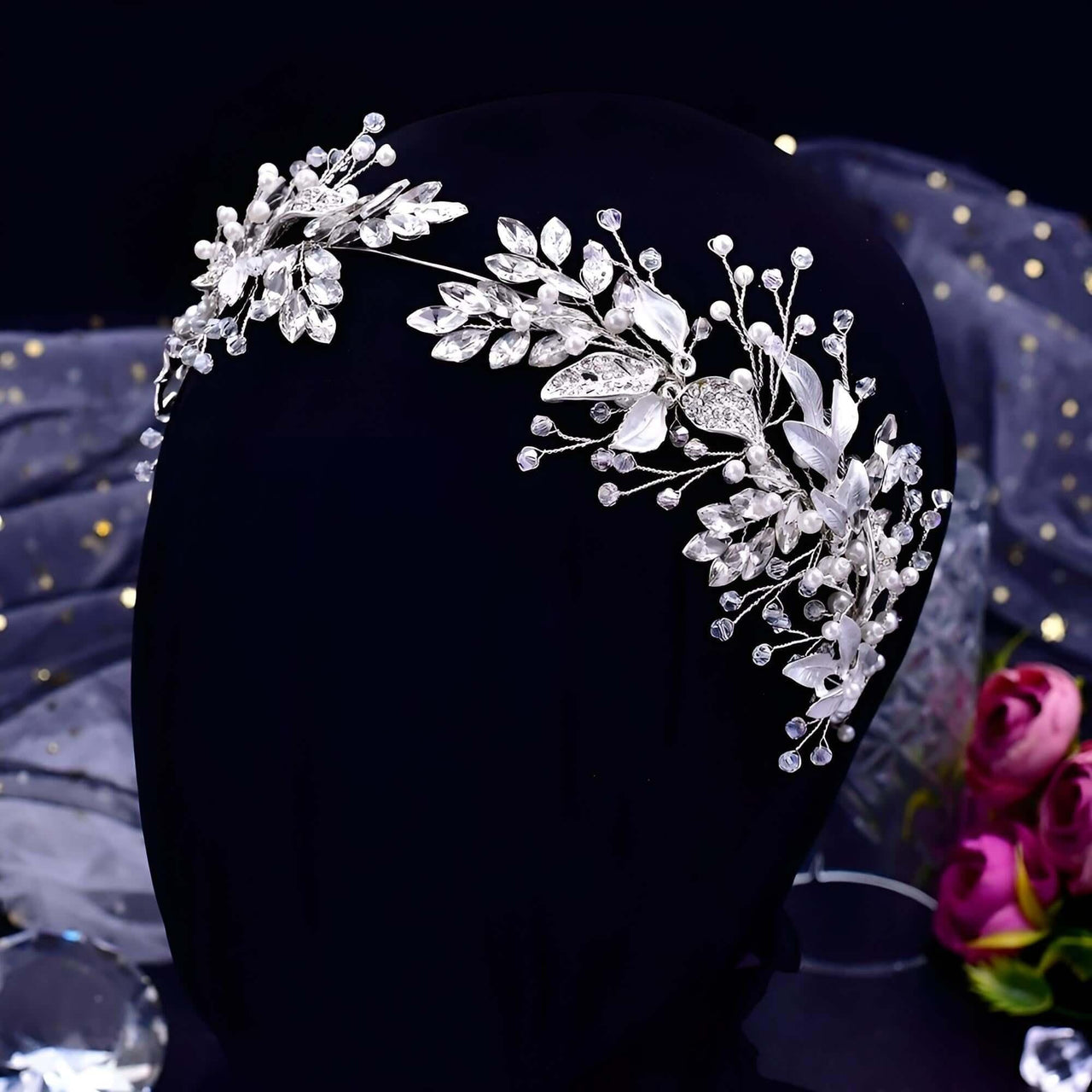 Elegant Crystal Floral Headdresses -, Hair Accessories , Drestiny , Australia, Canada, Gold, Hair Accessories, Hair Combs, Hairbands, New Zealand, Silver, United Kingdom, United States , Drestiny , www.shopdrestiny.com