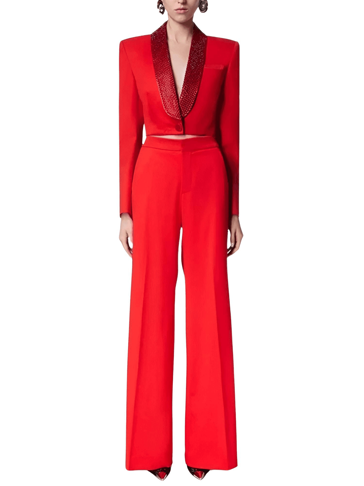 Elegant Two-Piece Set For Women - Long Sleeve Hollow Out Top + High Waist Wide Leg Pant Casual Set -, Pant Suits , Drestiny , Australia, Black, Blazers, Canada, Dress Pants, FR, Jackets, L, Long Sleeves, M, New Zealand, Pant Sets, Pant Suits, Red, S, Sets, United Kingdom, United States, XL , Drestiny , www.shopdrestiny.com