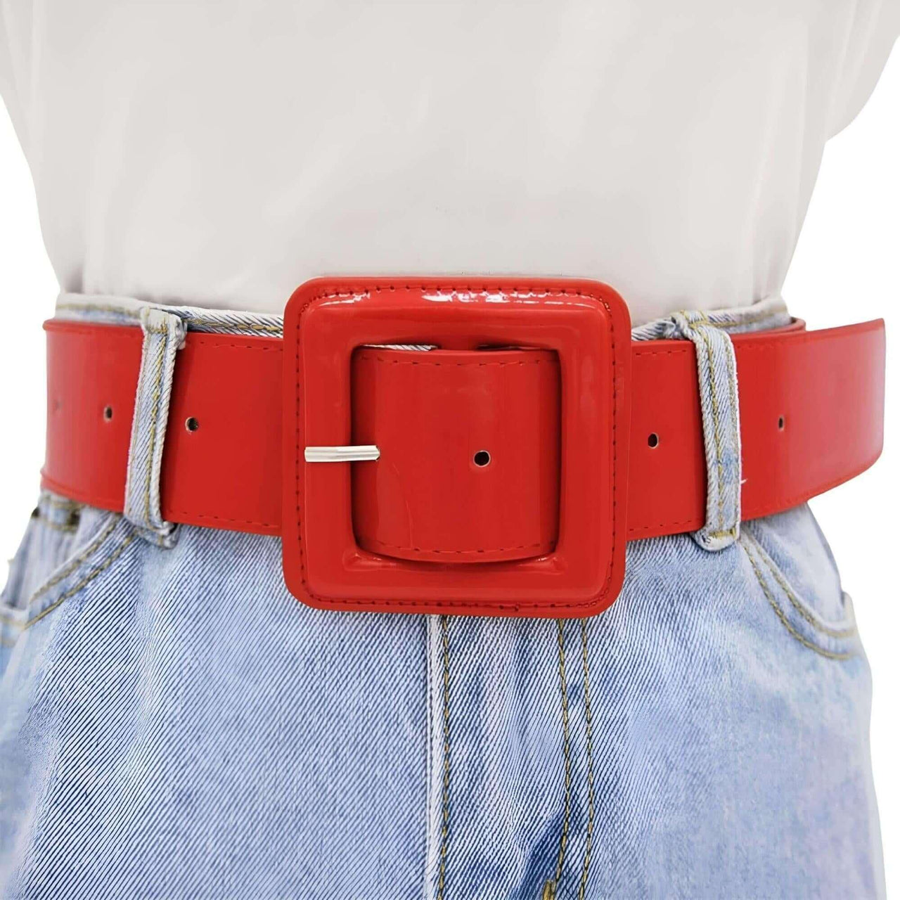 Faux Leather Big Buckle Belt Women's -, Belts , Drestiny , Australia, Belts, Black, Canada, Gender_Women, New Zealand, Red, United Kingdom, United States , Drestiny , www.shopdrestiny.com