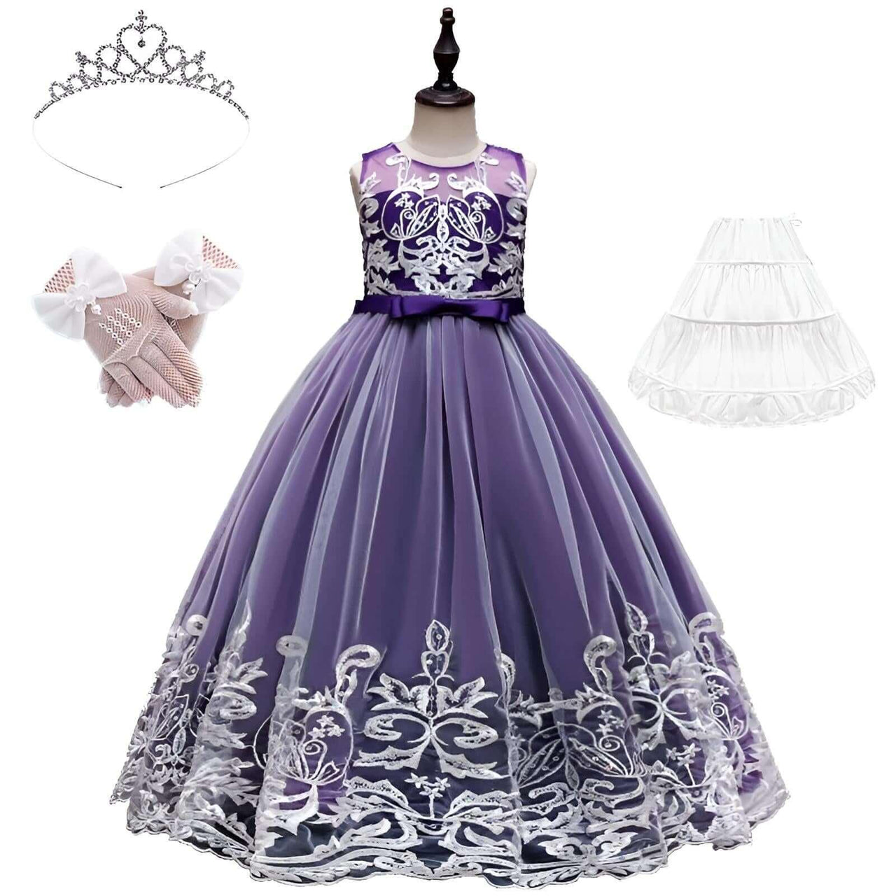 Formal Occasion Dress For Girls - With FREE Tiara, Gloves & Petticoat! -, Dress , Drestiny , 10T, 11T, 12T, 3T, 4T, 5T, 6T, 7T, 8T, 9T, Australia, Canada, Champagne, Dark Blue, Dark Green, Dark Red, Deep Pink, Dresses, Flower Girl Dresses, FR, Girls, Ivory, Light Blue, New Zealand, Pink, Purple, Sleeveless, TD, United Kingdom, United States , Drestiny , www.shopdrestiny.com