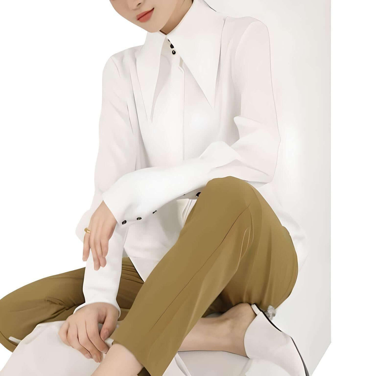 Stylish Elegant Turn Down Collar Long Sleeve Satin Shirt -, Blouse , Drestiny , Australia, Blouses, Dress Shirts, L, Long Sleeves, M, Mustard Yellow, New Zealand, S, United Kingdom, United States, White, XL, XXL , Drestiny , www.shopdrestiny.com