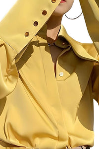 Thumbnail for Stylish Elegant Turn Down Collar Long Sleeve Satin Shirt -, Blouse , Drestiny , Australia, Blouses, Dress Shirts, L, Long Sleeves, M, Mustard Yellow, New Zealand, S, United Kingdom, United States, White, XL, XXL , Drestiny , www.shopdrestiny.com