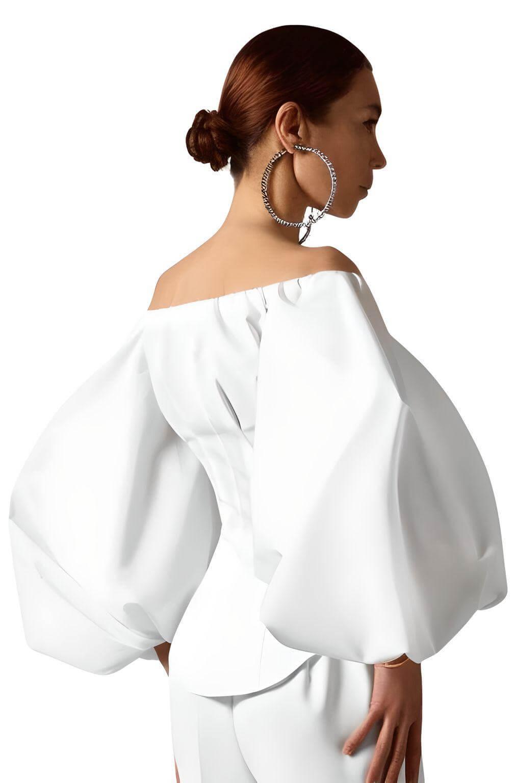 Off Shoulder Lantern Sleeve Blouses For Women -, Blouses , Drestiny , Australia, Black, Blouses, Dress Shirts, FR, Khaki, L, Light Brown, Long Sleeves, M, New Zealand, Off Shoulder, S, United Kingdom, United States, White , Drestiny , www.shopdrestiny.com