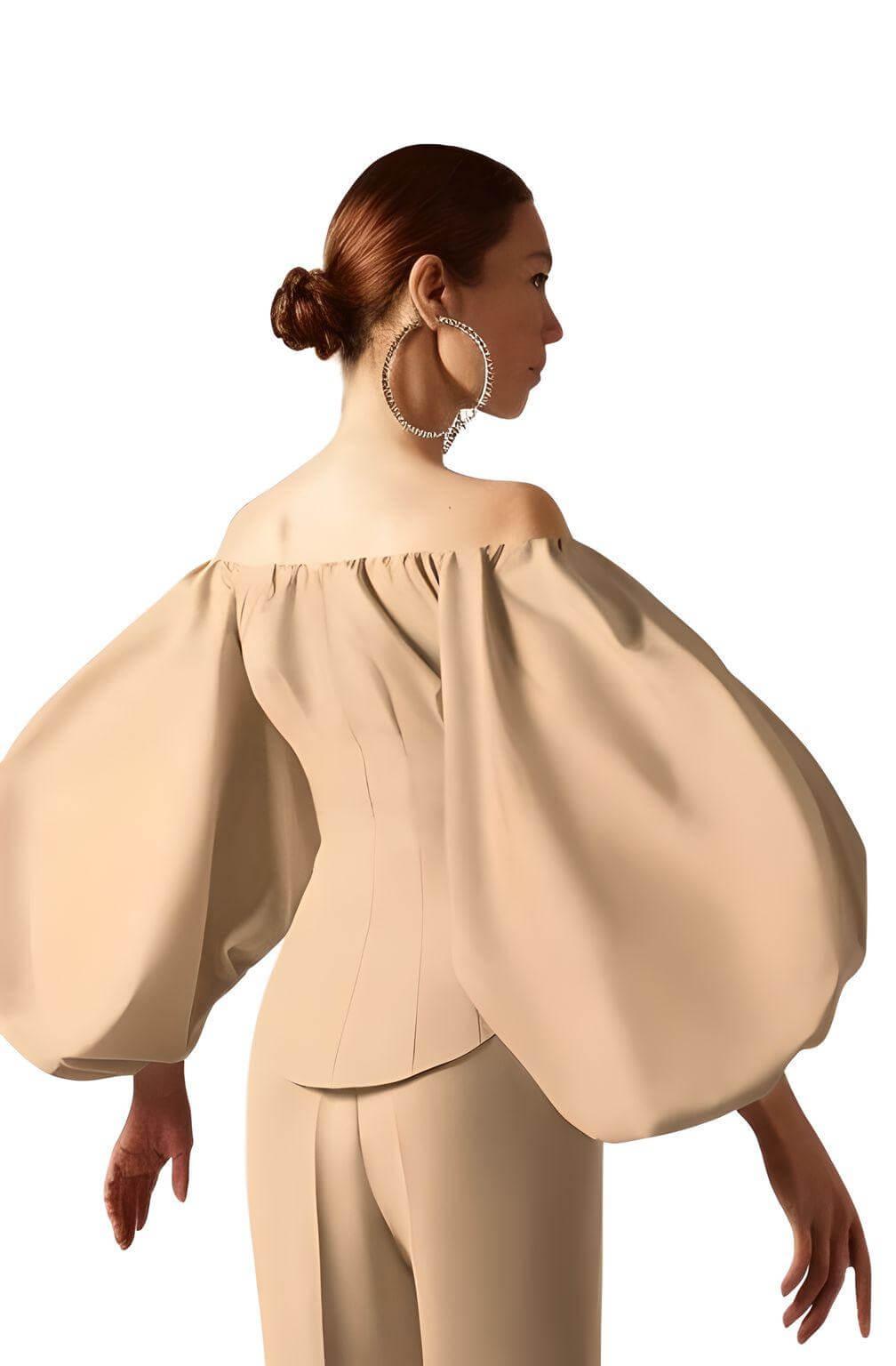 Off Shoulder Lantern Sleeve Blouses For Women -, Blouses , Drestiny , Australia, Black, Blouses, Dress Shirts, FR, Khaki, L, Light Brown, Long Sleeves, M, New Zealand, Off Shoulder, S, United Kingdom, United States, White , Drestiny , www.shopdrestiny.com