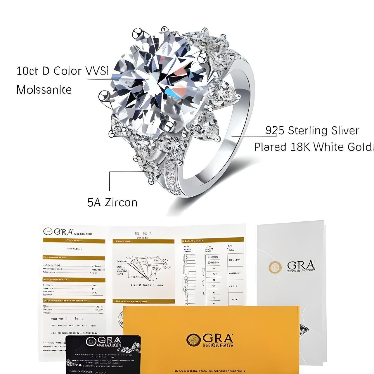 D Color 3CT & 10CT Moissanite Ring For Women Diamond Rings with GRA -, Rings , Drestiny , 4, 4.5, 5, 5.5, 6, 6.5, 7, 7.5, 8, 8.5, 9, Australia, Canada, Green, Rings, Silver, United Kingdom, United States, White , Drestiny , www.shopdrestiny.com