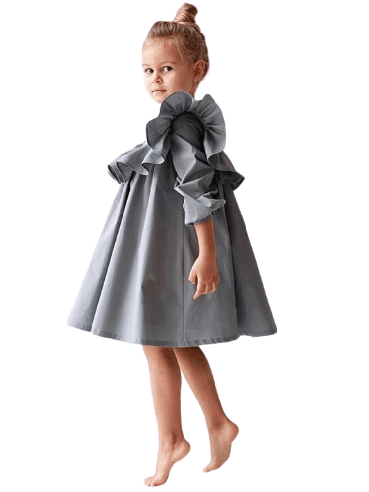 Girl's Ruffle Dress -, Dresses , Drestiny , 10T, 2T, 3T, 5T, 7T, Australia, Black, Canada, Dresses, Girls, Grey, Long Sleeves, New Zealand, Pink, TD, United Kingdom, United States , Drestiny , www.shopdrestiny.com