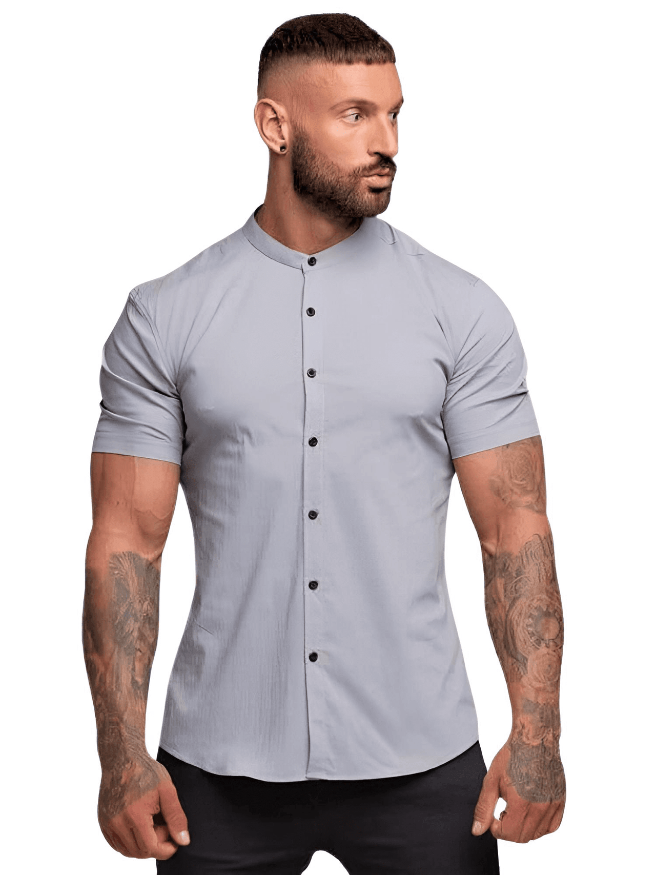 Men's Short Sleeve Fitted Shirt -, Shirt , Drestiny , Army Green, Australia, Black, Blue, Casual Shirts, Dress Shirts, FR, Gender_Men, Grey, L, M, Red, Short Sleeves, United Kingdom, United States, White, XL, XXL , Drestiny , www.shopdrestiny.com