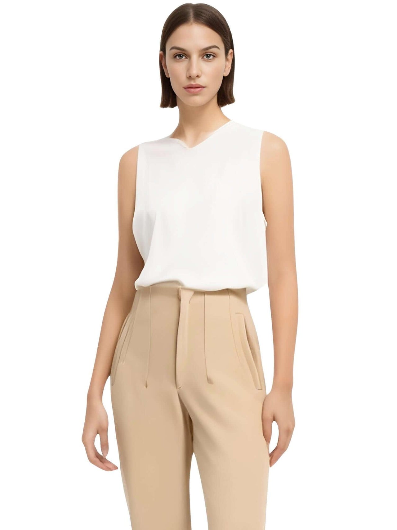 High Waist Ankle Length Pants for Women With Seam Detail -, Pants , Drestiny , Australia, Beige, Black, Blue, Brown, Casual Pants, Deep Pink, Dress Pants, FR, Green, Khaki, L, M, New Zealand, S, United Kingdom, United States, White, XL, XS , Drestiny , www.shopdrestiny.com