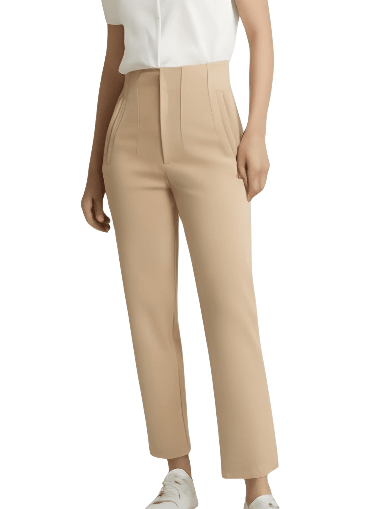 High Waist Ankle Length Pants for Women With Seam Detail -, Pants , Drestiny , Australia, Beige, Black, Blue, Brown, Casual Pants, Deep Pink, Dress Pants, FR, Green, Khaki, L, M, New Zealand, S, United Kingdom, United States, White, XL, XS , Drestiny , www.shopdrestiny.com