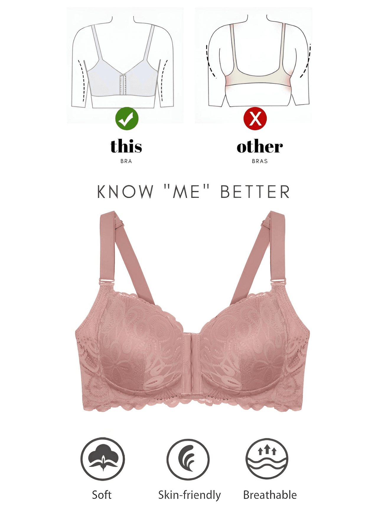 Lace Front Closure Plus Size Push-Up Bra -, Bra , Drestiny , Australia, Beige, Black, Bras, Brown, Canada, Gender_Women, Pink, United Kingdom, United States, White , Drestiny , www.shopdrestiny.com