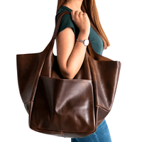 Thumbnail for Large Leather Tote Bag -, Tote Bag , Drestiny , Australia, Black, Brown, Coffee, Green, Handbags, New Zealand, Purses, Totes, United Kingdom, United States, Yellow , Drestiny , www.shopdrestiny.com