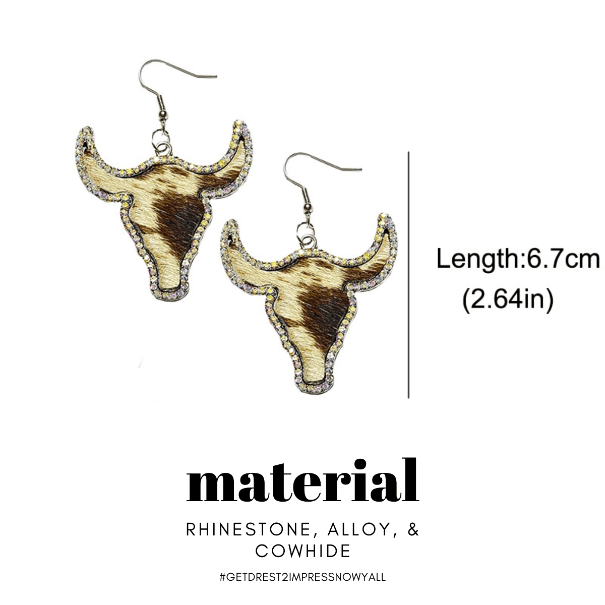 Large Texas Longhorn Leather Earrings For Women -, Earrings , Drestiny , Australia, Beige, Brown, Canada, Charcoal, Earrings, Grey, New Zealand, United Kingdom, United States , Drestiny , www.shopdrestiny.com