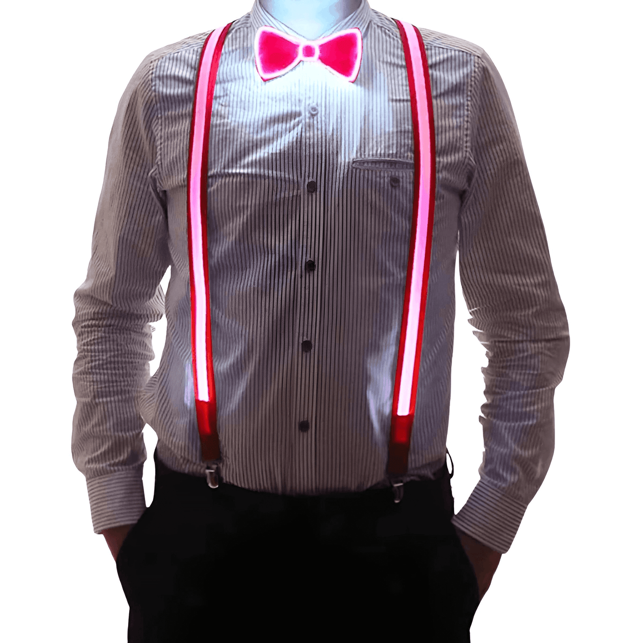 Light Up LED Suspenders & Bow Tie For Men -, Ties , Drestiny , Australia, Blue, Bow Ties, Canada, Fluorescent Green, Gender_Men, Green, New Zealand, Orange, Pink, Purple, Red, Sky Blue, Suspenders, United Kingdom, United States, White, Yellow , Drestiny , www.shopdrestiny.com