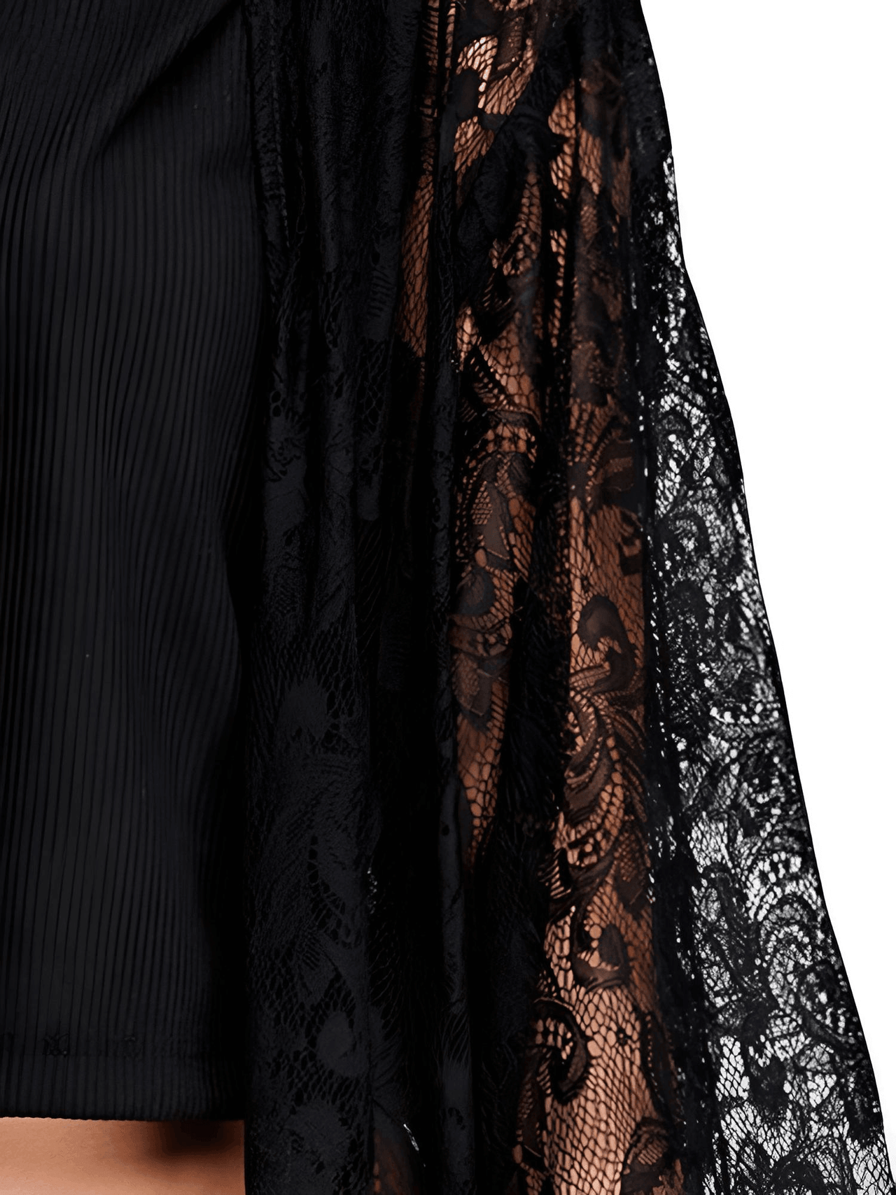 Long Black Tassel Lace Kimono for Women -, Kimono , Drestiny , Australia, Black, Kimonos, L, Long Sleeves, M, New Zealand, S, United Kingdom, United States , Drestiny , www.shopdrestiny.com