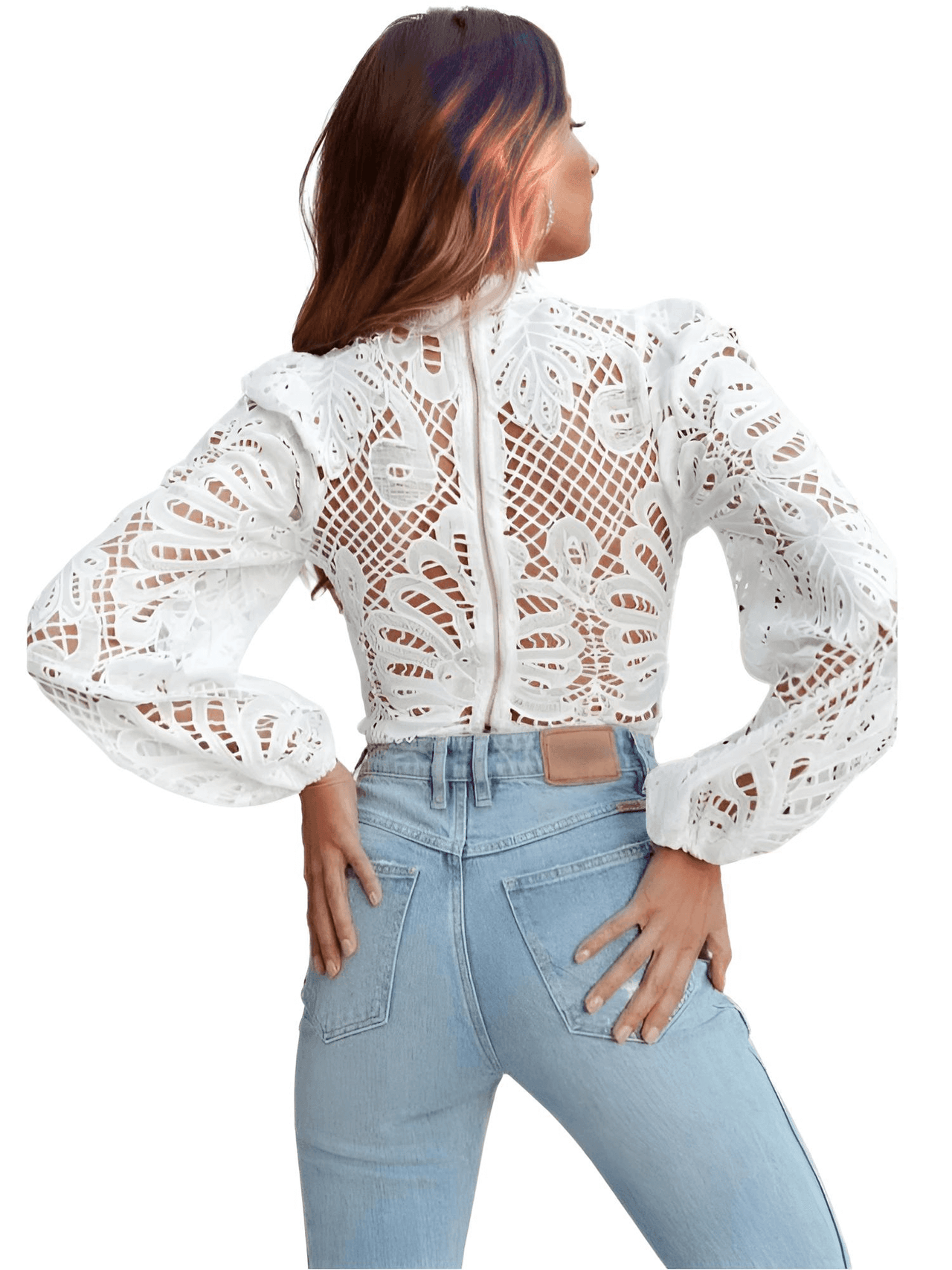 Long Sleeve Lace Blouse Women -, Shirts & Tops , Drestiny , Australia, Blouses, Canada, Casual Shirts, Crop Tops, Dress Shirts, L, Long Sleeves, M, New Zealand, S, United Kingdom, United States, White, XL , Drestiny , www.shopdrestiny.com