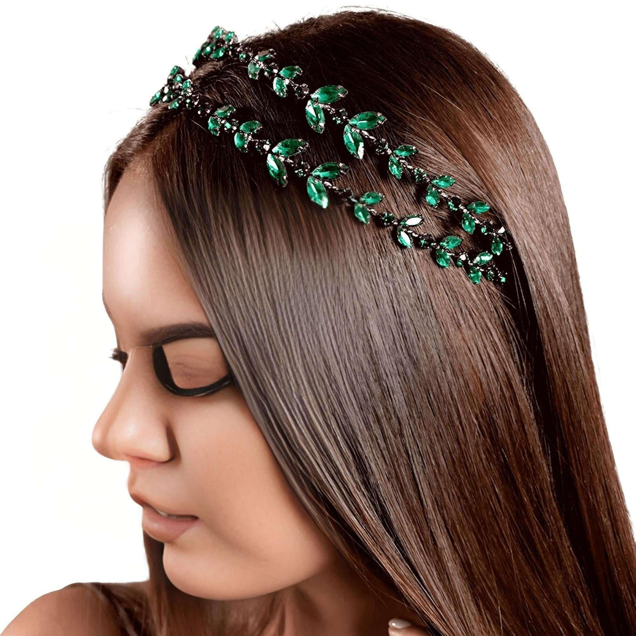 Luxury Green Crystal Headband -, Headbands , Drestiny , Australia, Canada, Dark Green, Gender_Women, Green, Headbands, New Zealand, United Kingdom, United States , Drestiny , www.shopdrestiny.com