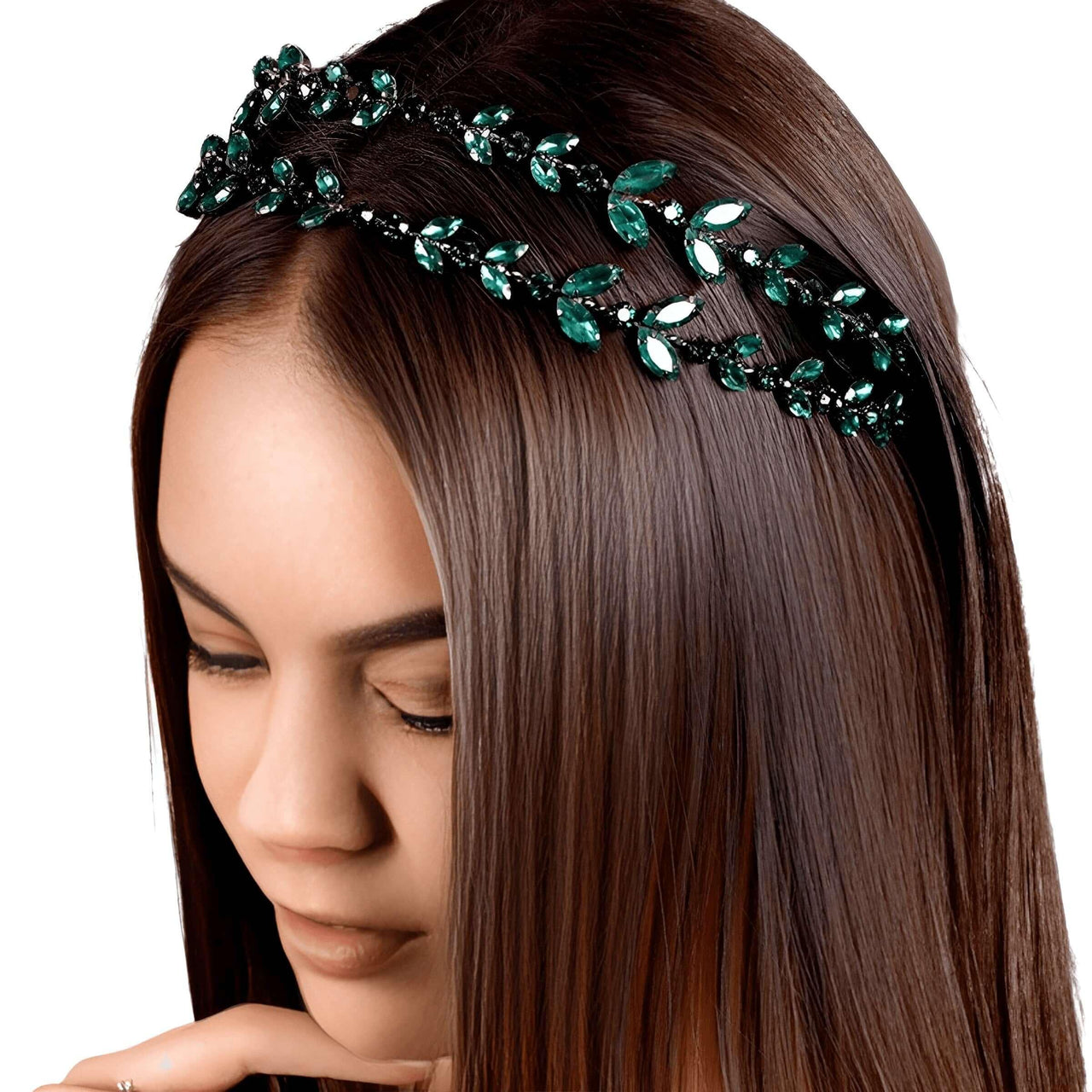 Luxury Green Crystal Headband -, Headbands , Drestiny , Australia, Canada, Dark Green, Gender_Women, Green, Headbands, New Zealand, United Kingdom, United States , Drestiny , www.shopdrestiny.com