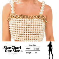 Thumbnail for Luxury White Pearl Crop Top with Gold Metal Chain -, Crop Top , Drestiny , Australia, Crop Tops, Dress Shirts, Gold, New Zealand, Sleeveless, United Kingdom, United States, White , Drestiny , www.shopdrestiny.com