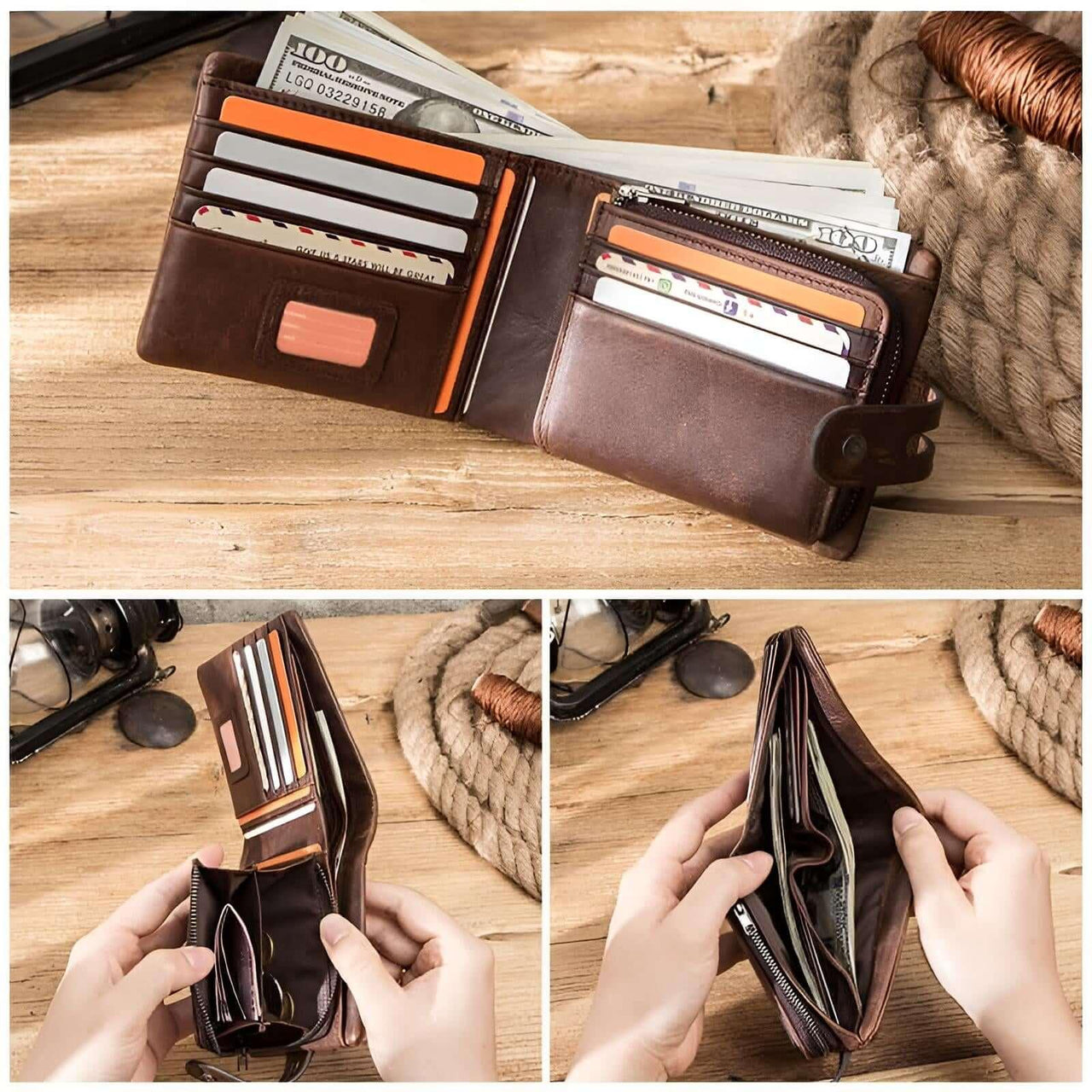 Men's Crazy Horse Genuine Leather Wallet - RFID Protection! -, Wallets , Drestiny , Australia, Black, Brown, Canada, New Zealand, Sienna, United Kingdom, United States, Wallets , Drestiny , www.shopdrestiny.com