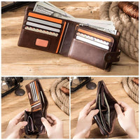 Thumbnail for Men's Crazy Horse Genuine Leather Wallet - RFID Protection! -, Wallets , Drestiny , Australia, Black, Brown, Canada, New Zealand, Sienna, United Kingdom, United States, Wallets , Drestiny , www.shopdrestiny.com