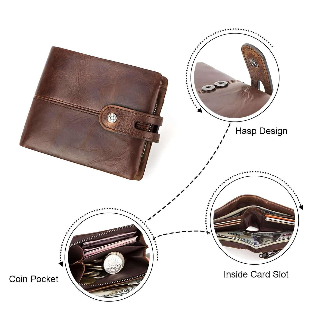 Men's Crazy Horse Genuine Leather Wallet - RFID Protection! -, Wallets , Drestiny , Australia, Black, Brown, Canada, New Zealand, Sienna, United Kingdom, United States, Wallets , Drestiny , www.shopdrestiny.com