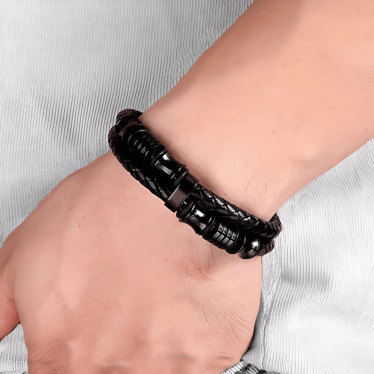 Men's Genuine Leather Double Rope Bracelet -, Bracelet , Drestiny , Australia, Black, Bracelets, Canada, Gender_Men, Gold, New Zealand, Silver, United Kingdom, United States , Drestiny , www.shopdrestiny.com