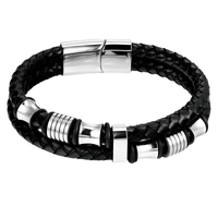 Thumbnail for Men's Genuine Leather Double Rope Bracelet -, Bracelet , Drestiny , Australia, Black, Bracelets, Canada, Gender_Men, Gold, New Zealand, Silver, United Kingdom, United States , Drestiny , www.shopdrestiny.com