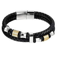 Thumbnail for Men's Genuine Leather Double Rope Bracelet -, Bracelet , Drestiny , Australia, Black, Bracelets, Canada, Gender_Men, Gold, New Zealand, Silver, United Kingdom, United States , Drestiny , www.shopdrestiny.com