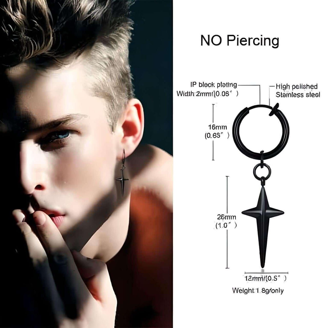 Men's Long Chain Cuff Earrings -, Earrings , Drestiny , Australia, Black, Canada, Earrings, Gender_Men, Gold, New Zealand, Silver, United Kingdom, United States , Drestiny , www.shopdrestiny.com