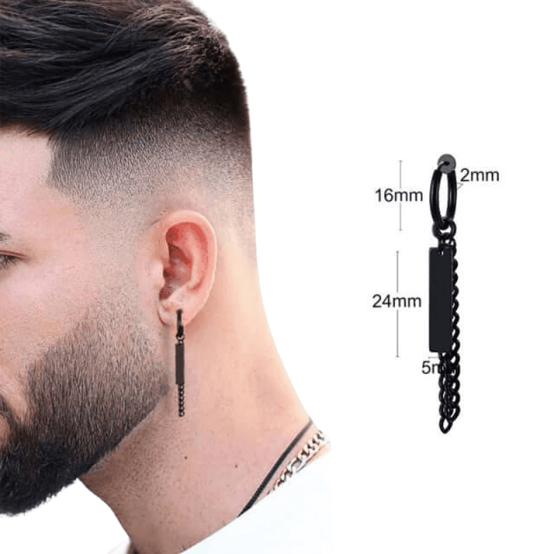 Men's Long Chain Cuff Earrings -, Earrings , Drestiny , Australia, Black, Canada, Earrings, Gender_Men, Gold, New Zealand, Silver, United Kingdom, United States , Drestiny , www.shopdrestiny.com