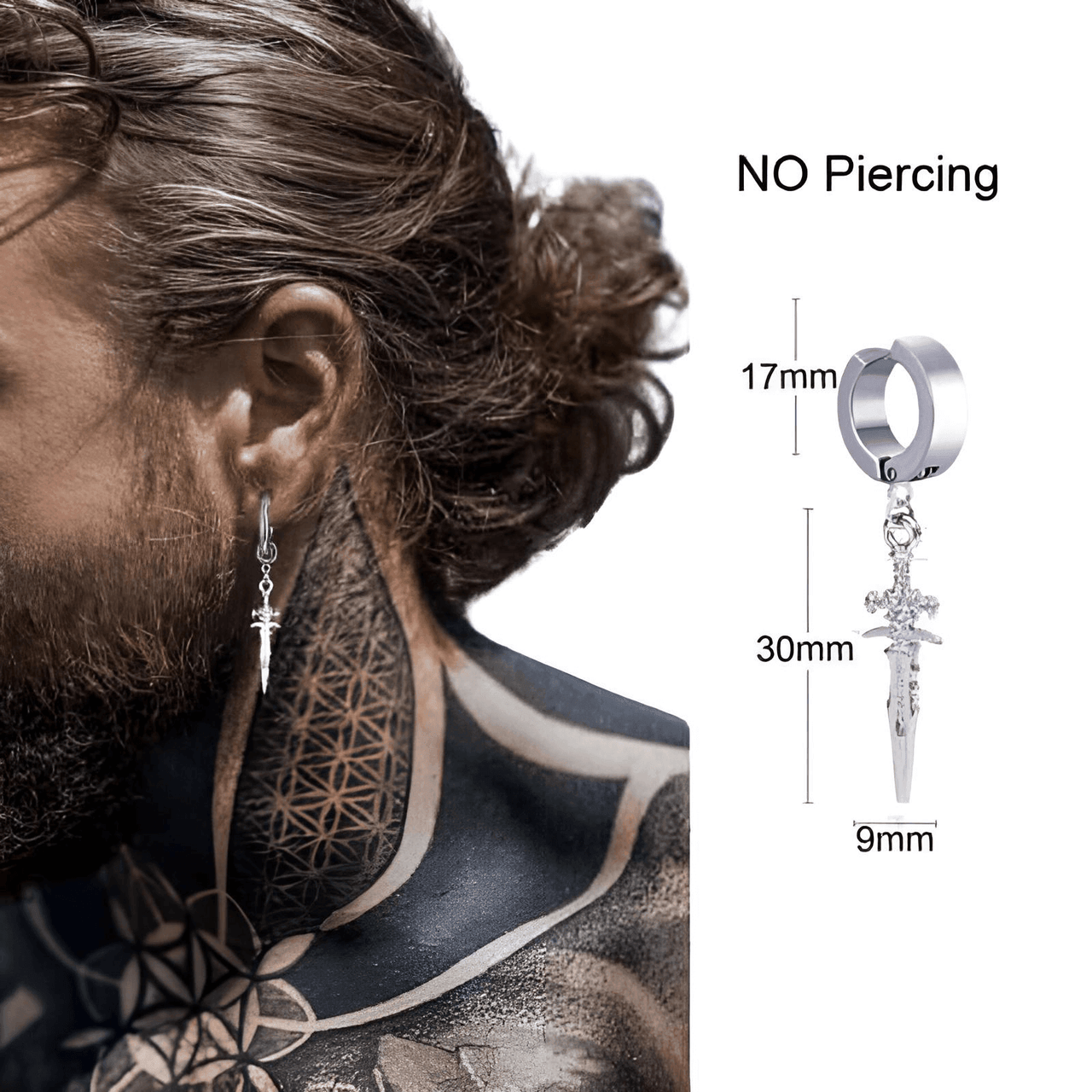 Men's Long Chain Cuff Earrings -, Earrings , Drestiny , Australia, Black, Canada, Earrings, Gender_Men, Gold, New Zealand, Silver, United Kingdom, United States , Drestiny , www.shopdrestiny.com