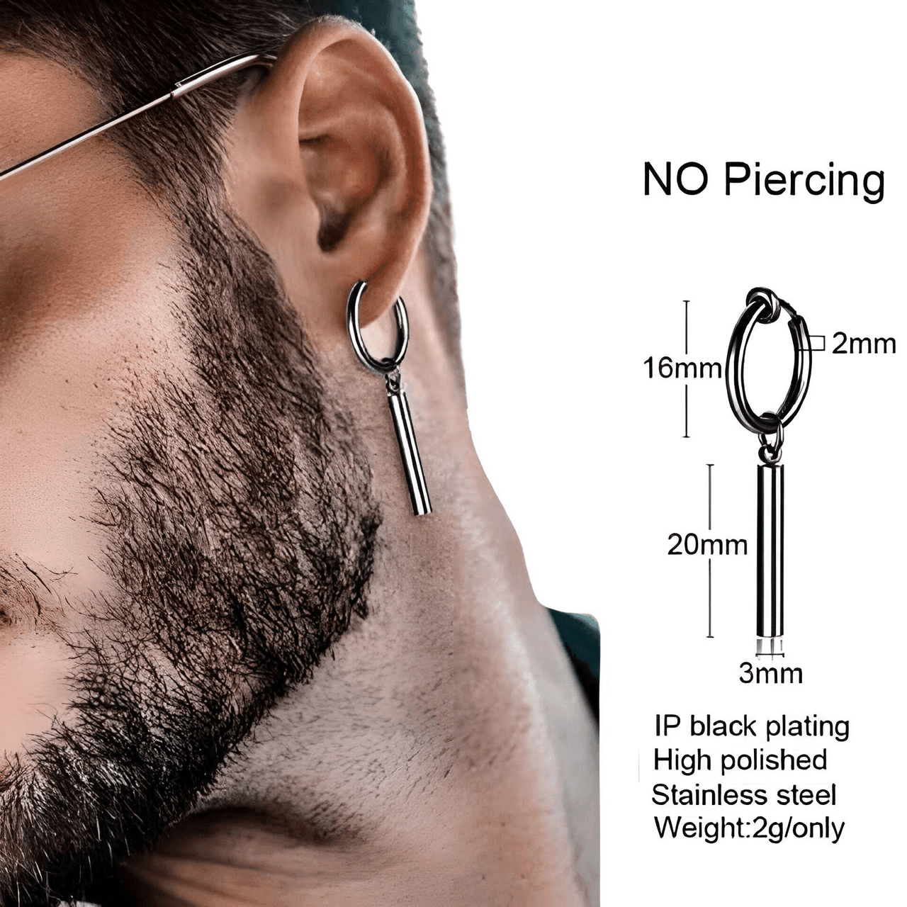 Men's Long Chain Cuff Earrings -, Earrings , Drestiny , Australia, Black, Canada, Earrings, Gender_Men, Gold, New Zealand, Silver, United Kingdom, United States , Drestiny , www.shopdrestiny.com