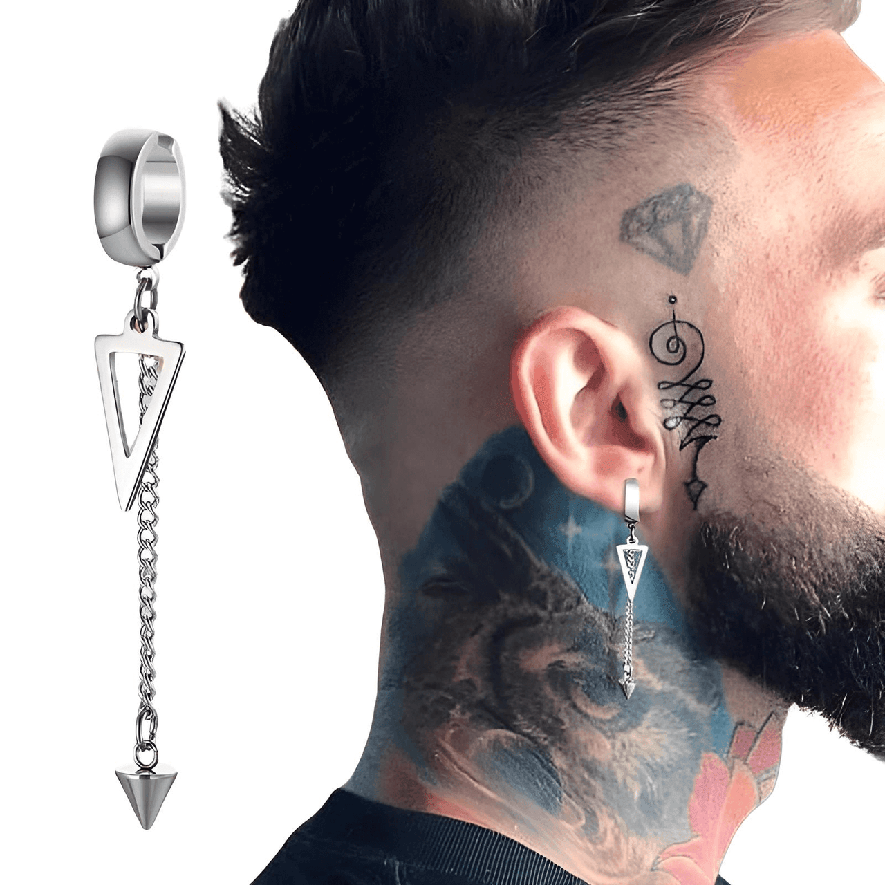 Men's Long Chain Cuff Earrings -, Earrings , Drestiny , Australia, Black, Canada, Earrings, Gender_Men, Gold, New Zealand, Silver, United Kingdom, United States , Drestiny , www.shopdrestiny.com