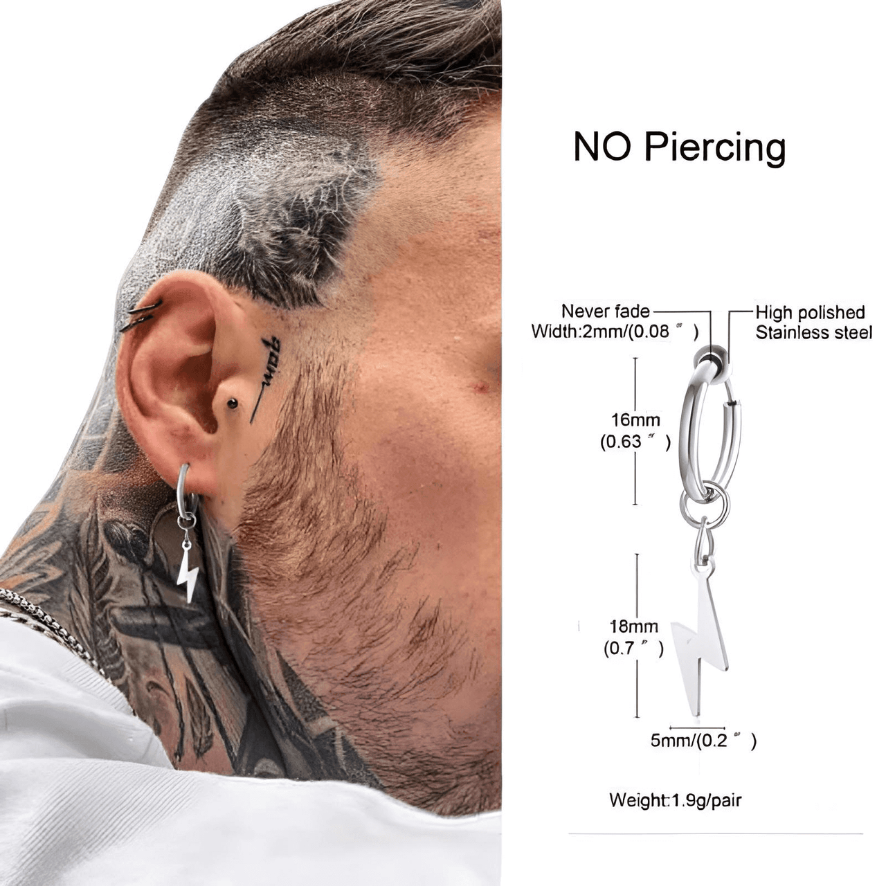 Men's Long Chain Cuff Earrings -, Earrings , Drestiny , Australia, Black, Canada, Earrings, Gender_Men, Gold, New Zealand, Silver, United Kingdom, United States , Drestiny , www.shopdrestiny.com