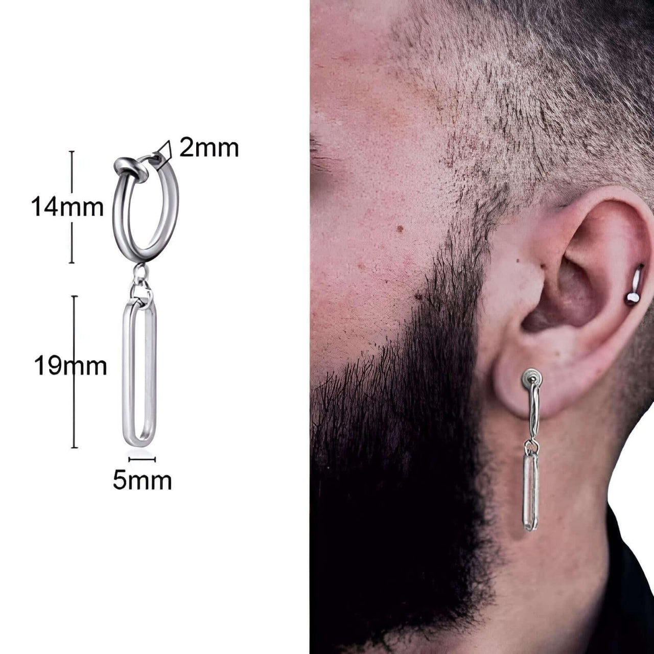 Men's Long Chain Cuff Earrings -, Earrings , Drestiny , Australia, Black, Canada, Earrings, Gender_Men, Gold, New Zealand, Silver, United Kingdom, United States , Drestiny , www.shopdrestiny.com