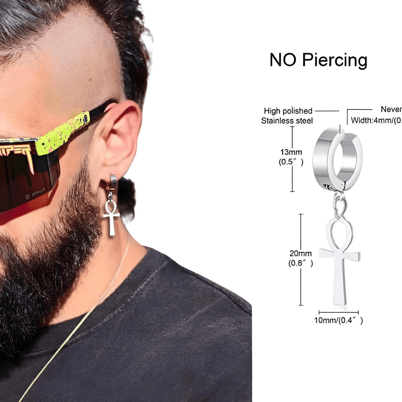 Men's Long Chain Cuff Earrings -, Earrings , Drestiny , Australia, Black, Canada, Earrings, Gender_Men, Gold, New Zealand, Silver, United Kingdom, United States , Drestiny , www.shopdrestiny.com