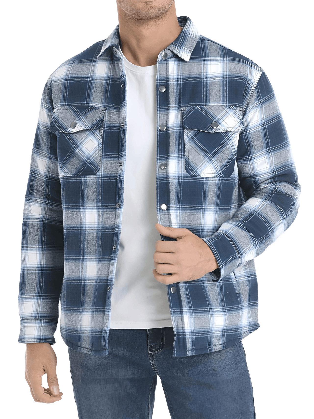 Men's Long Sleeve Quilted Lined Flannel Shirt Jackets -, Shirts , Drestiny , 4XL, Australia, Black, Blue, Coats, Dark Blue, Dark Green, Grey, Jackets, L, M, Navy, Orange, Red, United Kingdom, United States, White, XL, XXL, XXXL, Yellow , Drestiny , www.shopdrestiny.com