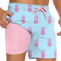 Thumbnail for Men's Pineapple Print Shorts - 2-in-1 Shorts For Beach Holiday -, shorts , Drestiny , Australia, Black, Blue, Canada, Gender_Men, L, Light Blue, M, New Zealand, Pink, S, Shorts, Sky Blue, United Kingdom, United States, XL, XXL, Yellow , Drestiny , www.shopdrestiny.com