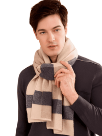 Thumbnail for Men's Plaid Scarf 100% Goat Cashmere -, Scarf , Drestiny , Australia, Beige, Canada, Grey, New Zealand, Scarves, United Kingdom, United States , Drestiny , www.shopdrestiny.com