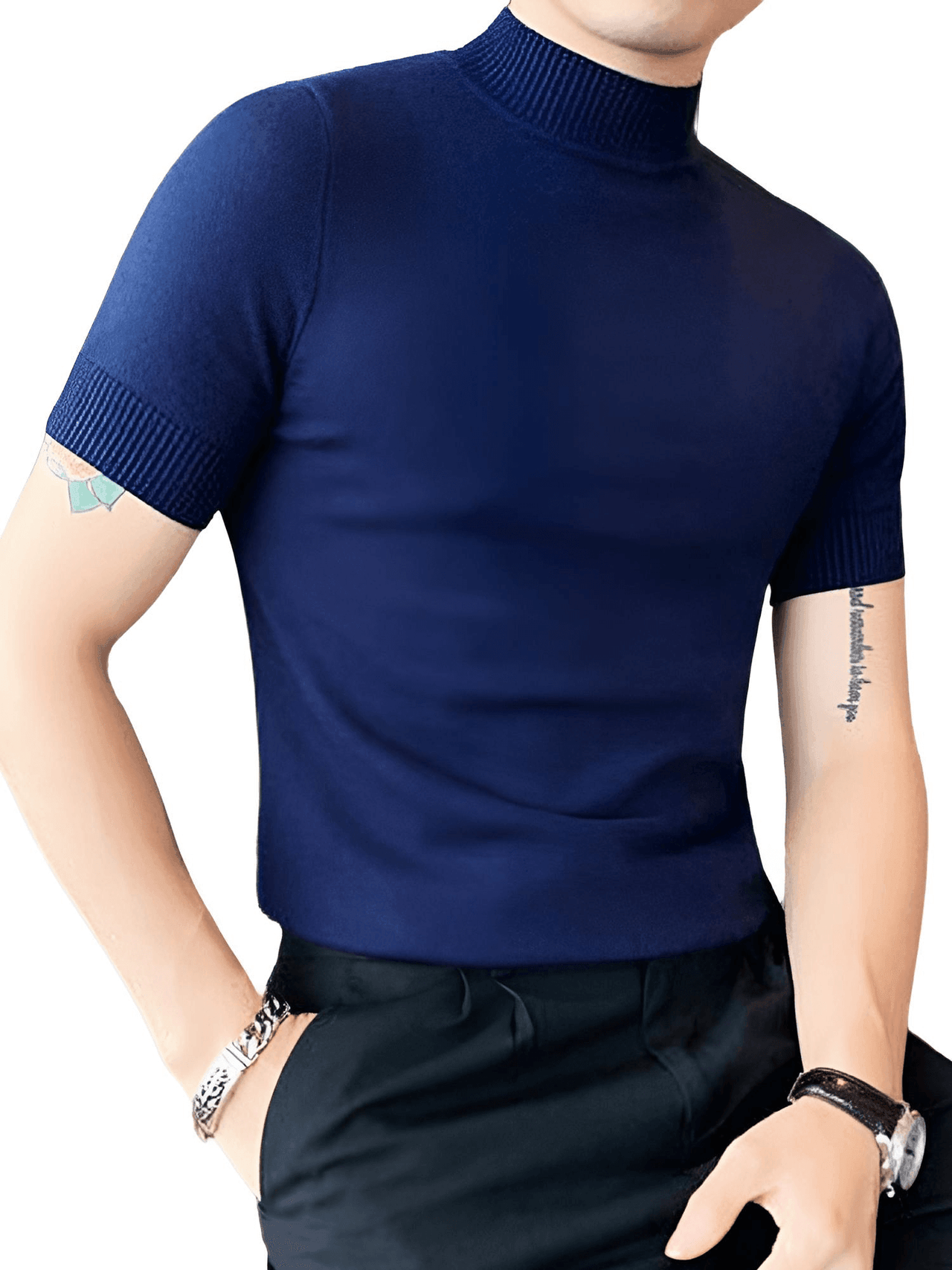 Men's Short Sleeve Mock Neck Shirt -, Turtlenecks , Drestiny , 4XL, Australia, Black, Blue, Bright Blue, Brown, Casual Shirts, Dark Blue, Dark Green, Dark Grey, Dress Shirts, L, M, Navy, New Zealand, Red, Short Sleeves, T-Shirts, Tan, Turtlenecks, United Kingdom, United States, White, XL, XXL, XXXL, Yellow , Drestiny , www.shopdrestiny.com