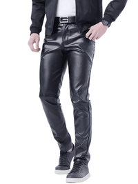 Thumbnail for Slim Fit Men's Leather Pants -, Leather Pants , Drestiny , Australia, Black, Blue, Casual Pants, Dress Pants, Gold, Green, Leather Pants, New Zealand, Orange, Red, United Kingdom, United States, White , Drestiny , www.shopdrestiny.com