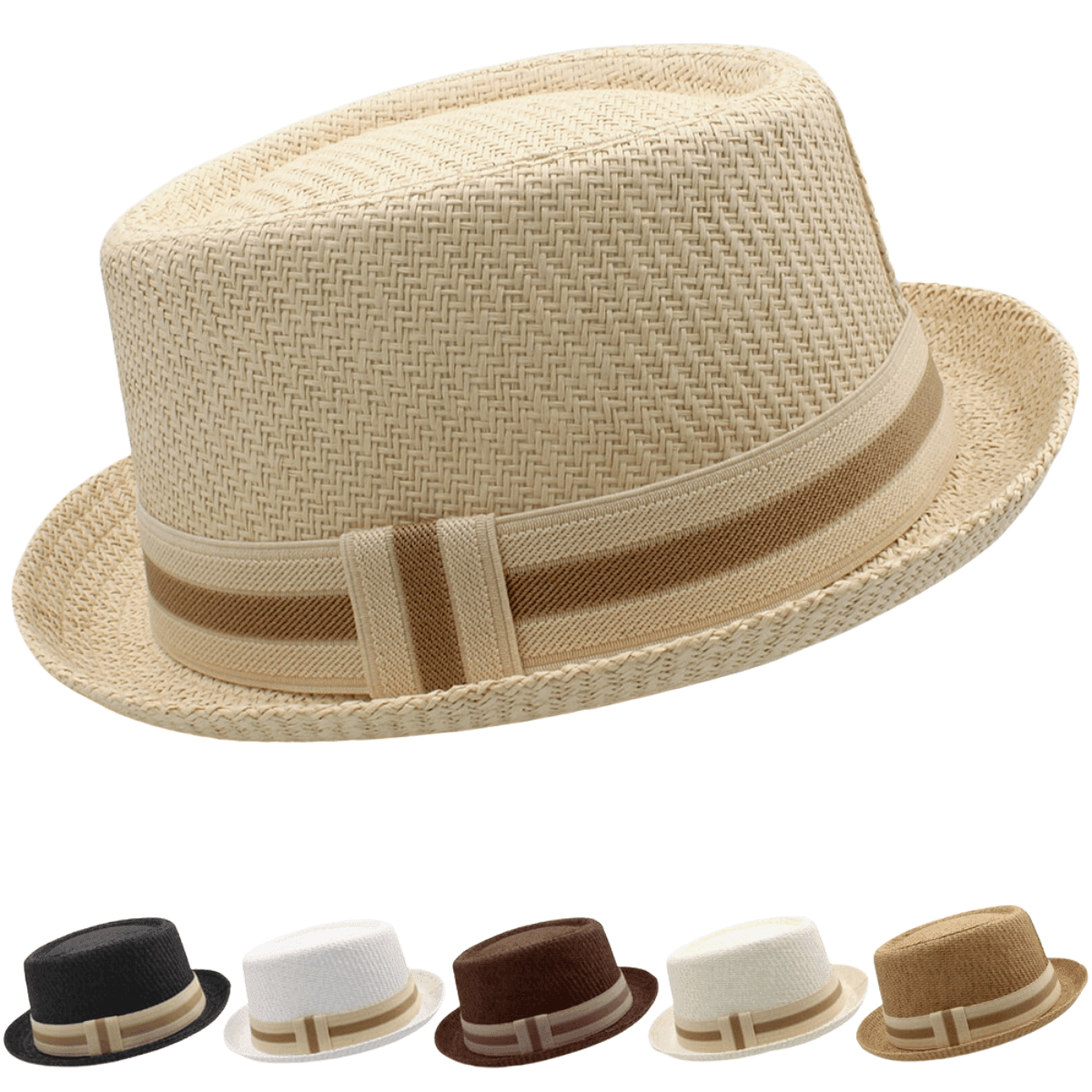 Men's Straw Pork Pie Hat -, Hats , Drestiny , Australia, Beige, Black, Brown, Gender_Men, Hats, Khaki, New Zealand, Off White, United Kingdom, United States, White , Drestiny , www.shopdrestiny.com