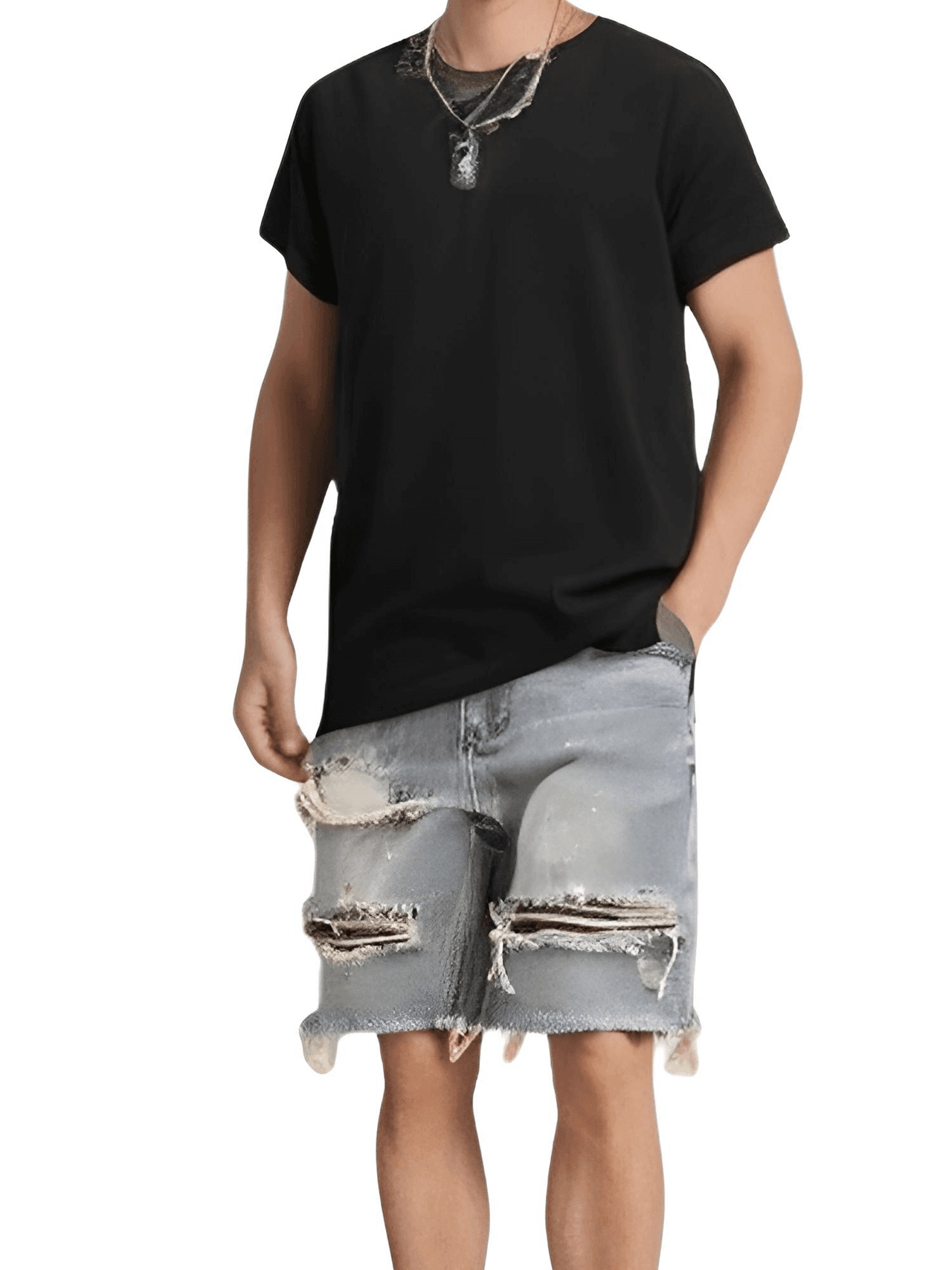 Men's Summer Distressed Denim Shorts - Stylish Button Fly Multi-Pocket Design -, Shorts , Drestiny , Australia, Black, Blue, Canada, L, M, New Zealand, Shorts, United Kingdom, United States, XL, XXL, XXXL , Drestiny , www.shopdrestiny.com