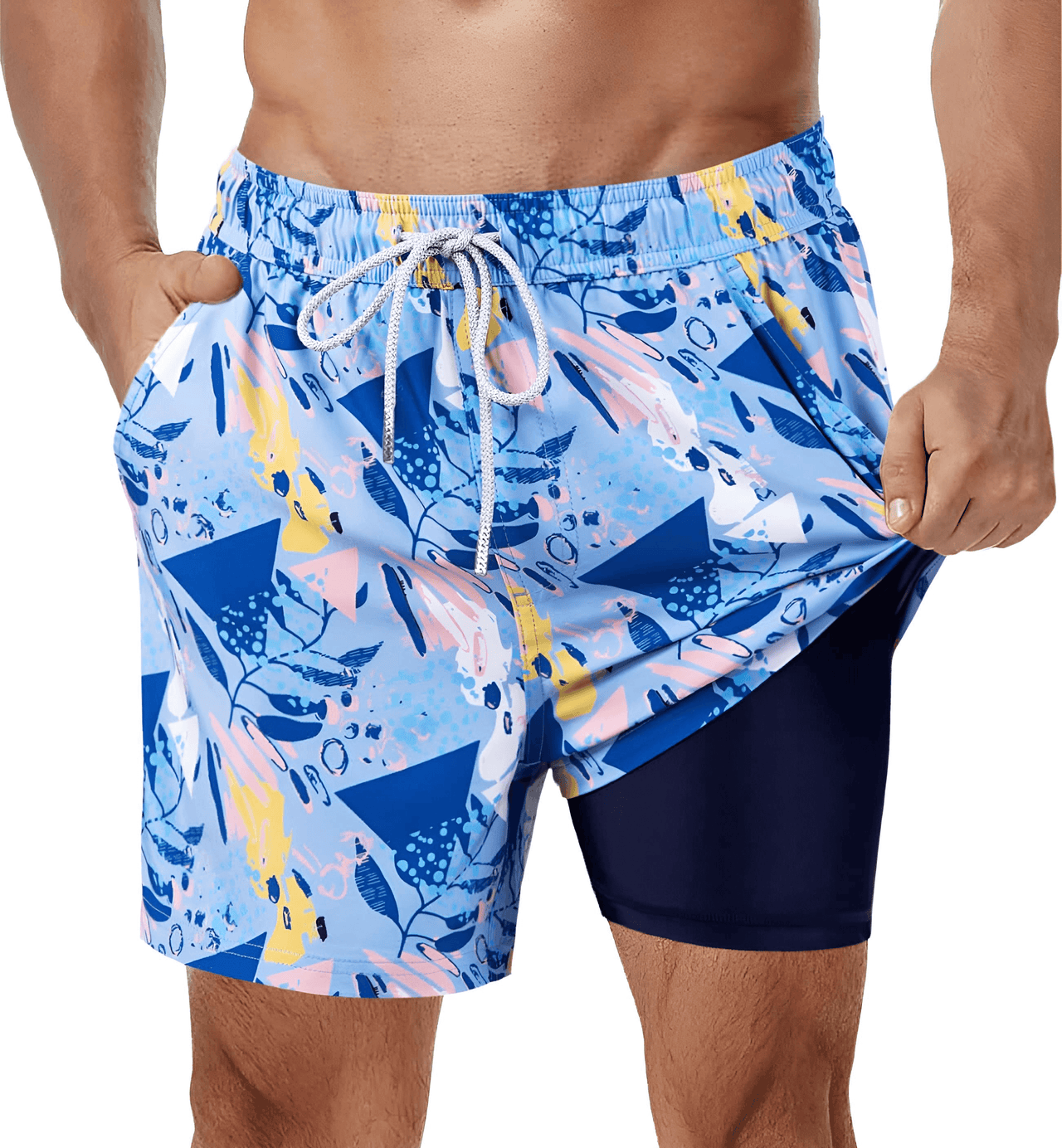 Men's Swimming Trunks with Compression Liner -, Swimwear , Drestiny , Australia, Black, Blue, Canada, Dark Blue, Dark Red, Fuchsia, Green, L, Light Blue, M, New Zealand, Orange, S, Swim Shorts, United Kingdom, United States, White, XL, XXL, XXXL , Drestiny , www.shopdrestiny.com