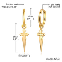 Thumbnail for Men's Sword Cross Dangle Earrings - Stainless Steel! -, Earrings , Drestiny , Australia, Black, Canada, Earrings, FR, Gender_Men, Gold, New Zealand, Silver, United Kingdom, United States , Drestiny , www.shopdrestiny.com