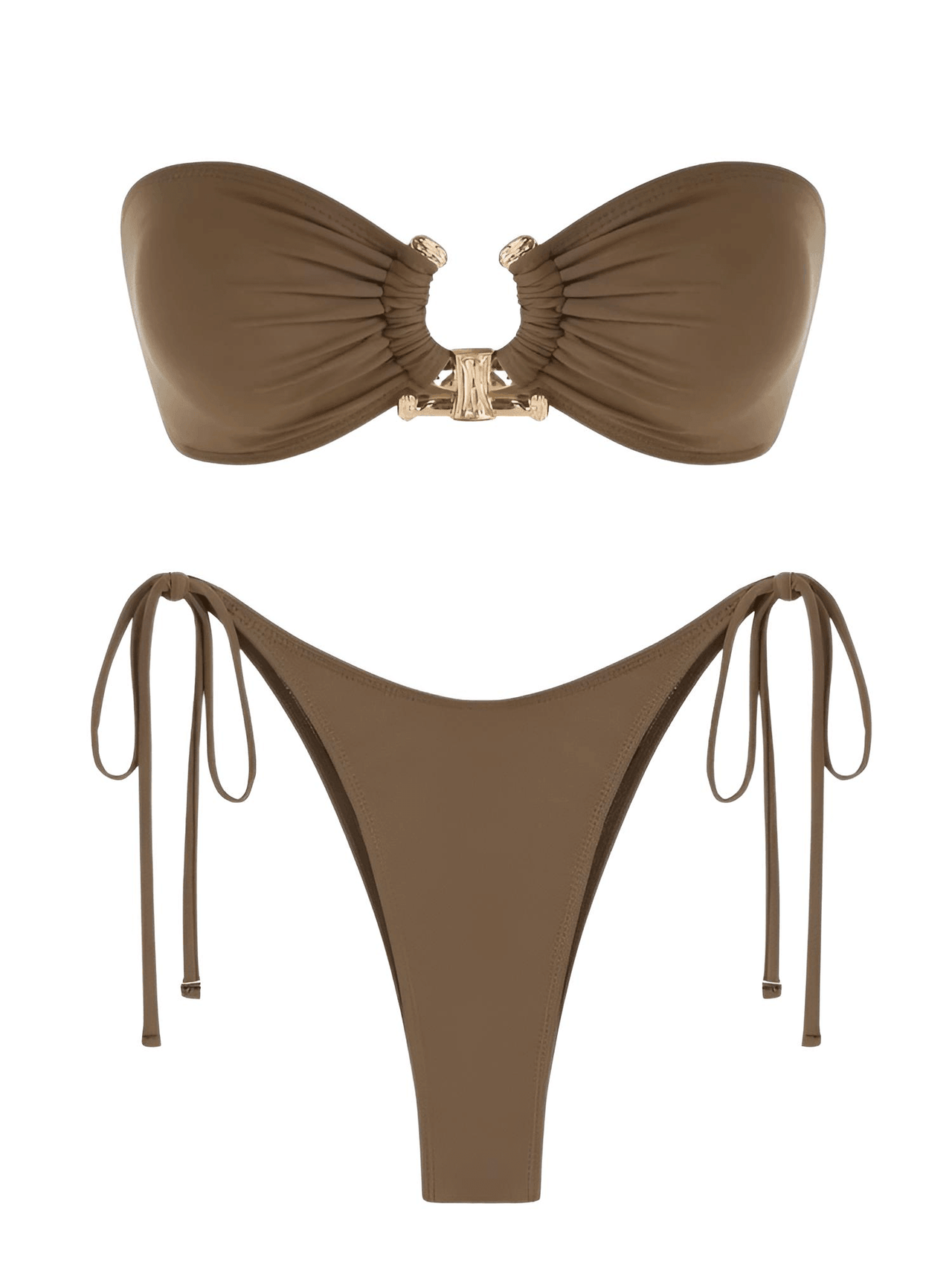 Metal O Ring Bikini for Women With Side Ties -, Bikini , Drestiny , Apricot, Australia, Bikinis, Black, Blue, Brown, Canada, Chocolate, Coffee, Dark Green, FR, Gold, Green, L, Leopard, M, New Zealand, Pink, S, Strapless, United Kingdom, United States, XS , Drestiny , www.shopdrestiny.com